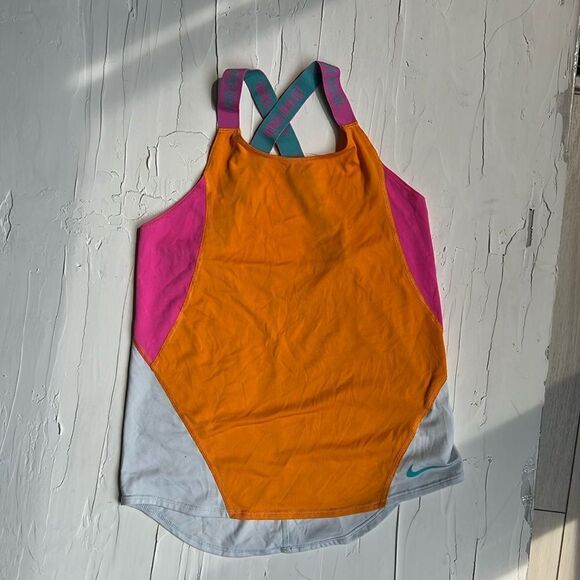 Nike Dri-FIT Indy Sports Bra Tank Top Colorful Orange Training Top - Picture 1 of 6